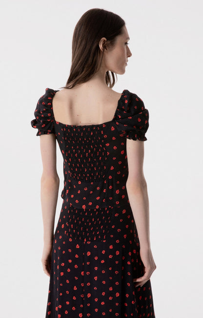 Top Letizia in Crepe Nero con Volant