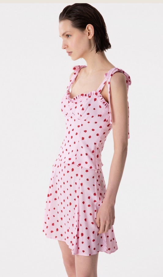 Top Donna Elegante Deasy in Viscosa con Scollo a Cuore e Spalline con Fiocco – Top Rosa a Fiori
