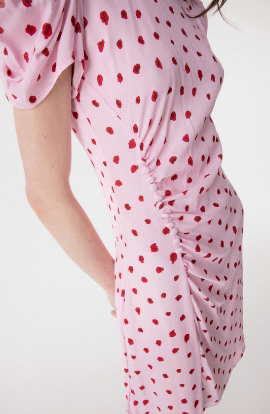 Karin – Abito Corto Drappeggiato Rosa Elegante