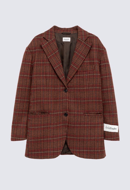 Blazer over in misto lana check