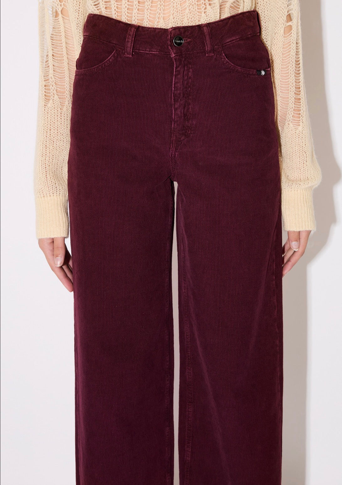 Linda Pantalone in Velluto Bordeaux