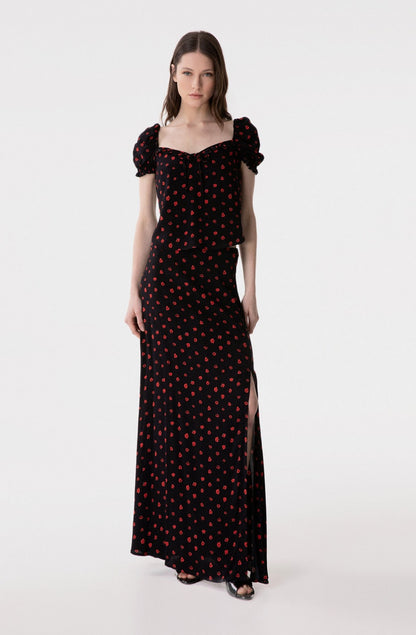Top Letizia in Crepe Nero con Volant