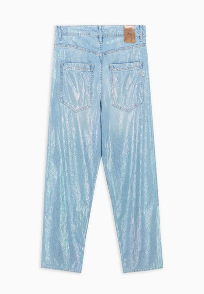 Ginevra-a Pantalone Denim Azzurro Iridescente pitone