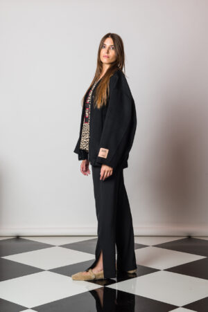 Cappotto-Double-Solotre-Nero-Rajah-Shop-Firenze-Laterale